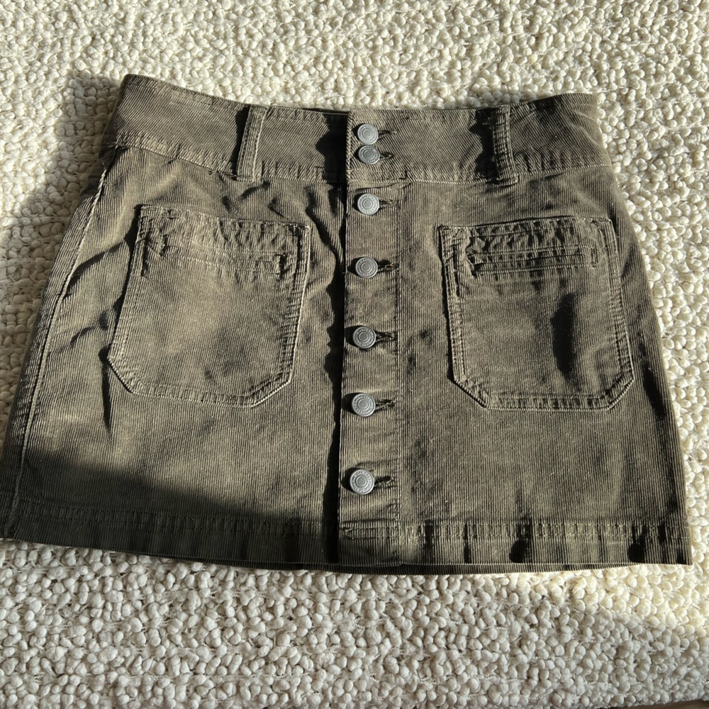 Olive Green Corduroy Minkskirt || Size: 26 || Free People/We The Free